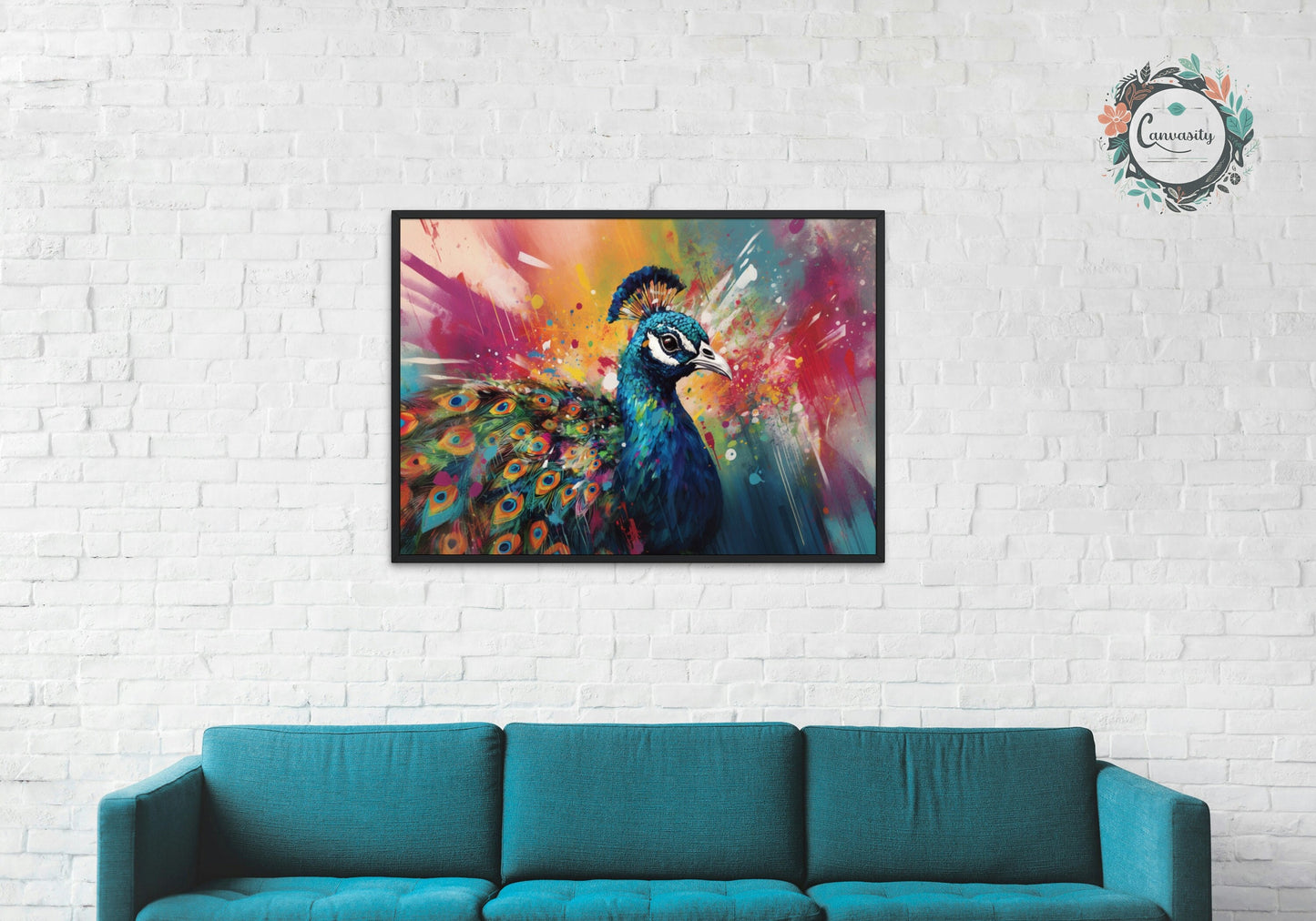 Watercolor Peacock Wall Art Print - Unframed Colorful Gift for Bird Lovers, Farmer, Mom or Dad, Bird Painting - CanvasityCrafts - Free Shipping