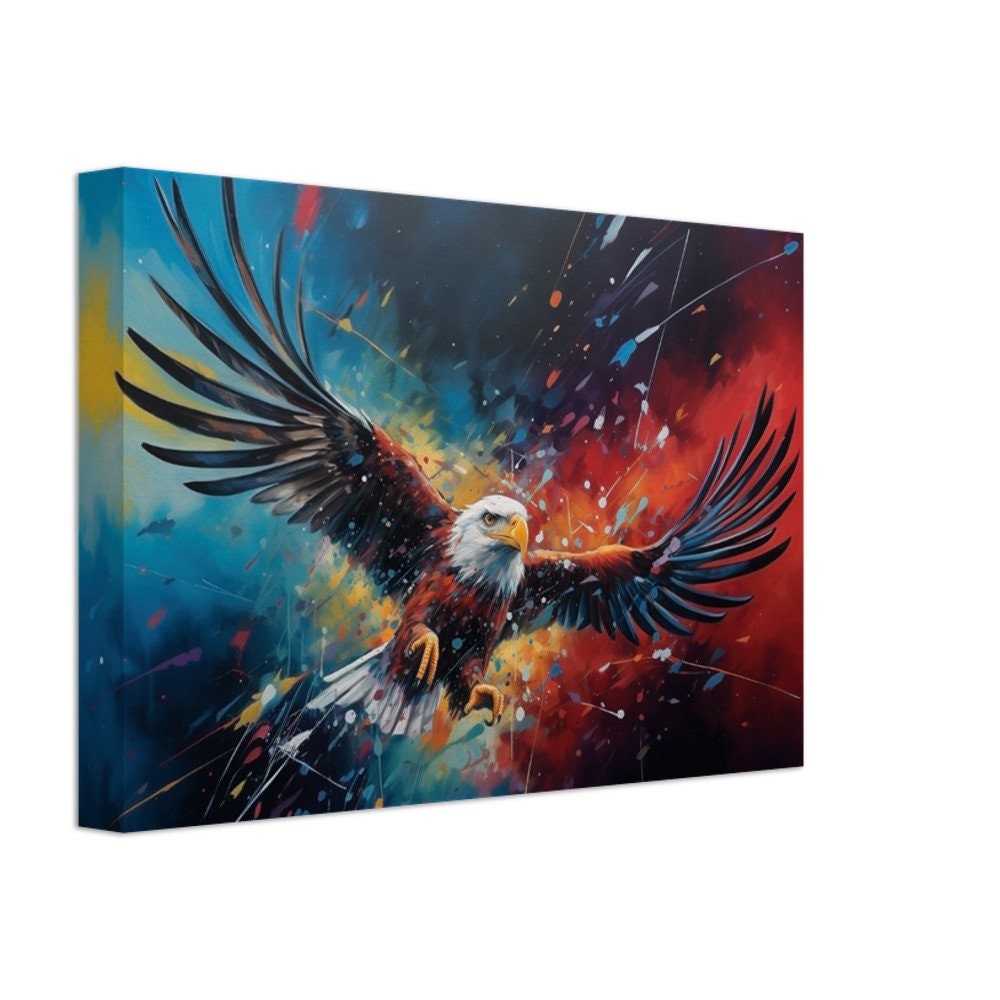 Colorful Bald Eagle Canvas Print - Landscape & Square Painting Picture for Home Office, Living Room Decor, Dad, Mom, painting poster gallary - CanvasityCrafts - Free Shipping