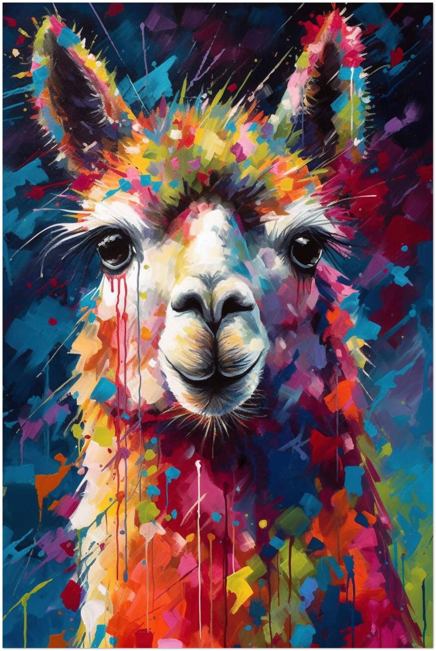 Rainbow Alpaca Premium Print - Colorful Unframed Painting Poster - Wildlife Animal Wall Art, Farm Decor, Farmer Gift, Multicolor Wall Art - CanvasityCrafts - Free Shipping