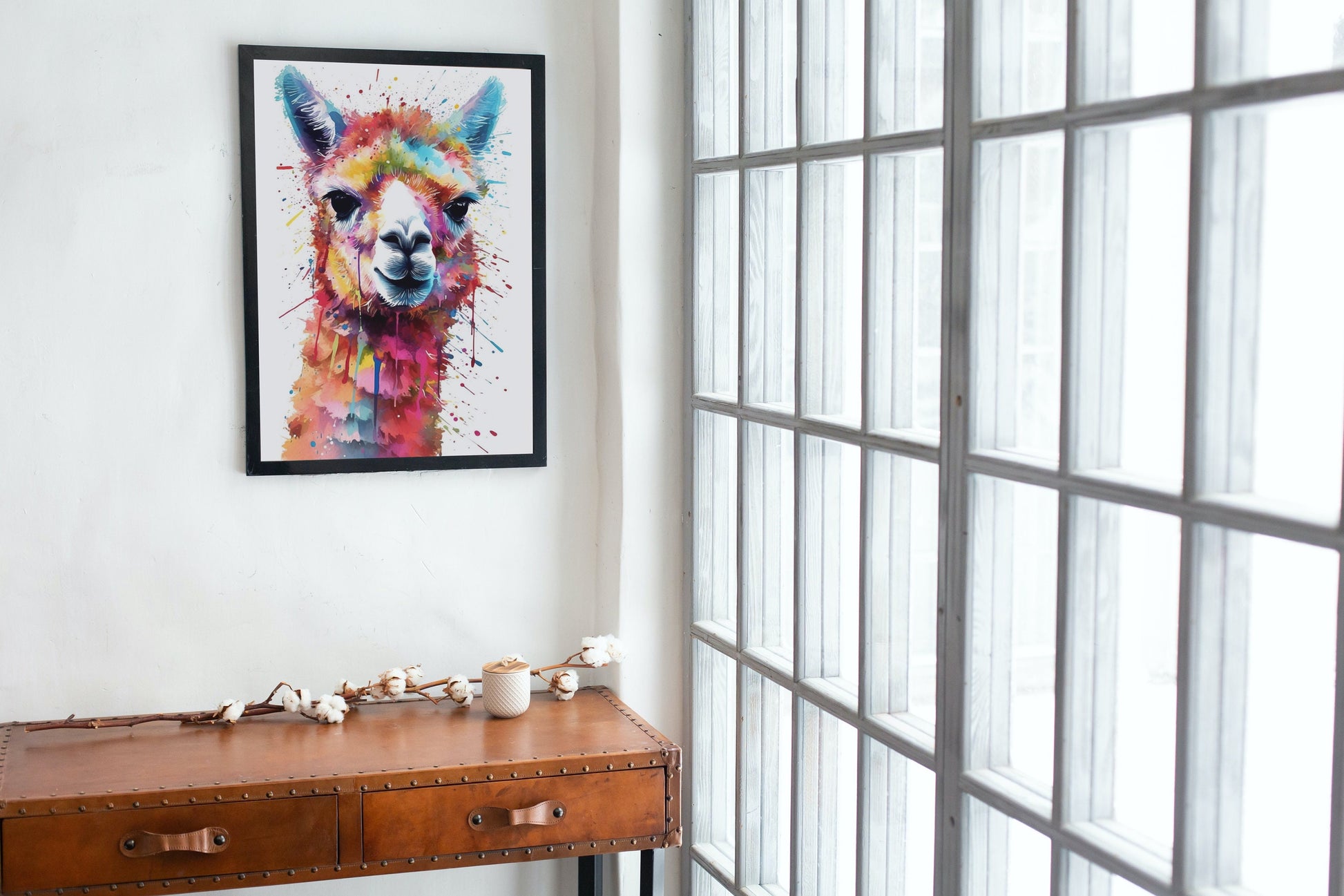 Multicolor Alpaca Premium Print - Colorful Unframed Painting Poster - Wildlife Animal Wall Art, Farm Decor, Farmer Gift, Multicolor Wall Art - CanvasityCrafts - Free Shipping