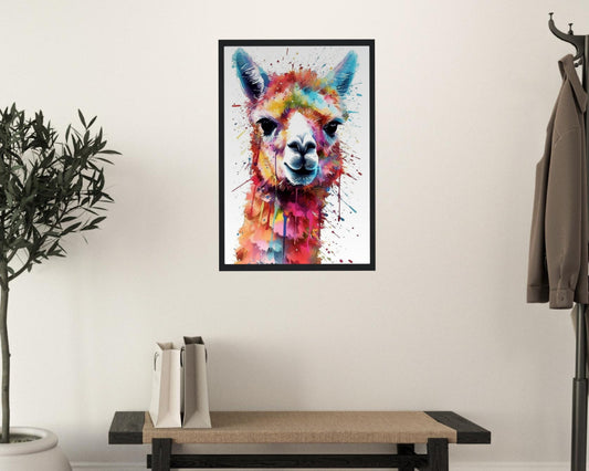 Multicolor Alpaca Premium Print - Colorful Unframed Painting Poster - Wildlife Animal Wall Art, Farm Decor, Farmer Gift, Multicolor Wall Art - CanvasityCrafts - Free Shipping