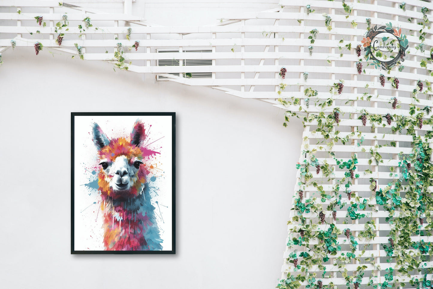 Colorful Alpaca Premium Print - Colorful Unframed Painting Poster - Wildlife Animal Wall Art, Farm Decor, Farmer Gift, Multicolor Wall Art - CanvasityCrafts - Free Shipping