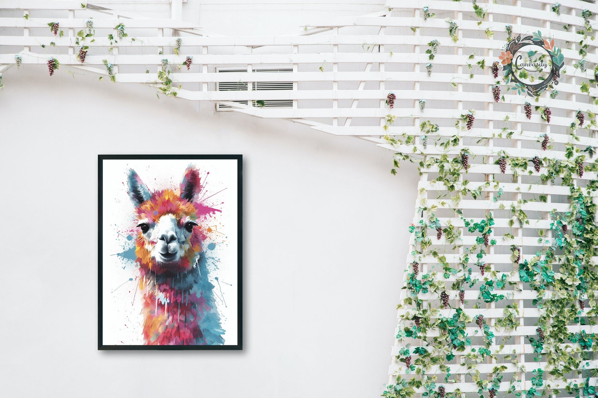 Colorful Alpaca Premium Print - Colorful Unframed Painting Poster - Wildlife Animal Wall Art, Farm Decor, Farmer Gift, Multicolor Wall Art - CanvasityCrafts - Free Shipping