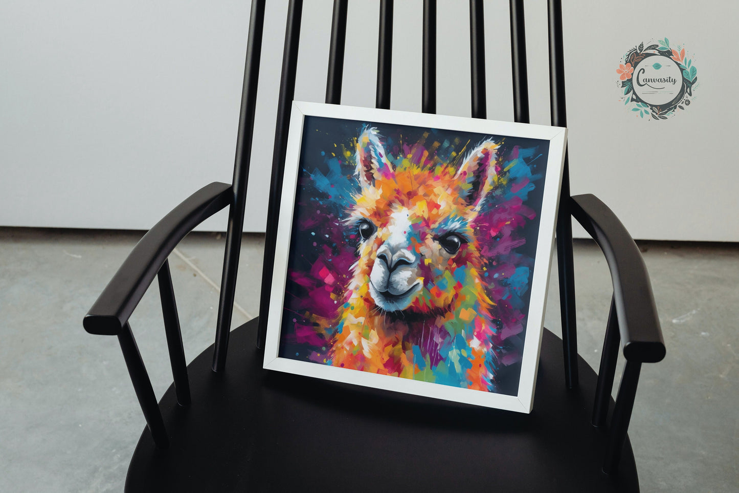 Colorful Alpaca Premium Print - Colorful Unframed Painting Poster - Wildlife Animal Wall Art, Farm Decor, Farmer Gift, Multicolor Wall Art - CanvasityCrafts - Free Shipping