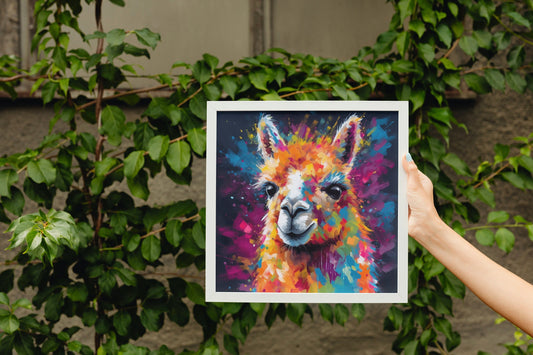 Colorful Alpaca Premium Print - Colorful Unframed Painting Poster - Wildlife Animal Wall Art, Farm Decor, Farmer Gift, Multicolor Wall Art - CanvasityCrafts - Free Shipping