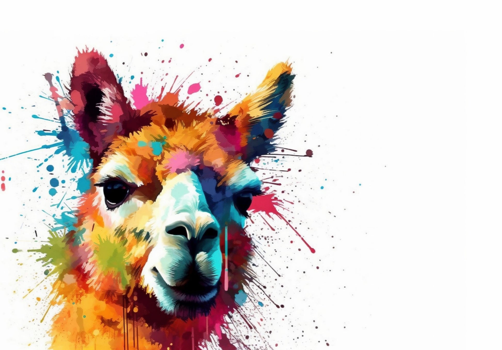 Colorful Alpaca Premium Print - Colorful Unframed Painting Poster - Animal Wall Art, Farm Decor, Farmer Gift, Multicolor Funny Llama - CanvasityCrafts - Free Shipping