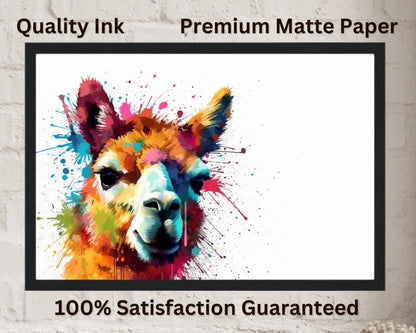 Colorful Alpaca Premium Print - Colorful Unframed Painting Poster - Animal Wall Art, Farm Decor, Farmer Gift, Multicolor Funny Llama - CanvasityCrafts - Free Shipping