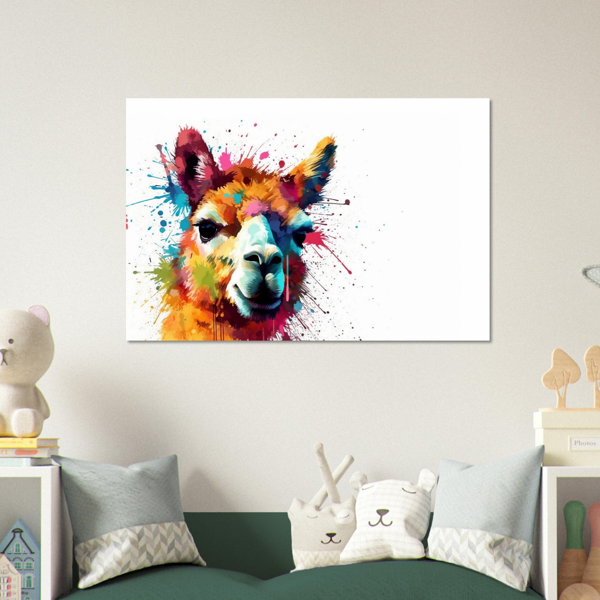 Colorful Alpaca Premium Print - Colorful Unframed Painting Poster - Animal Wall Art, Farm Decor, Farmer Gift, Multicolor Funny Llama - CanvasityCrafts - Free Shipping