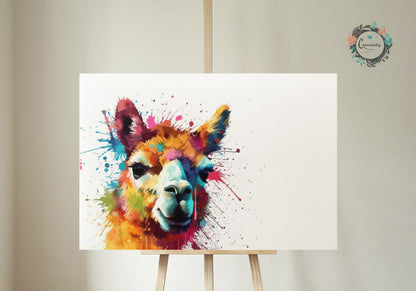 Colorful Alpaca Premium Print - Colorful Unframed Painting Poster - Animal Wall Art, Farm Decor, Farmer Gift, Multicolor Funny Llama - CanvasityCrafts - Free Shipping