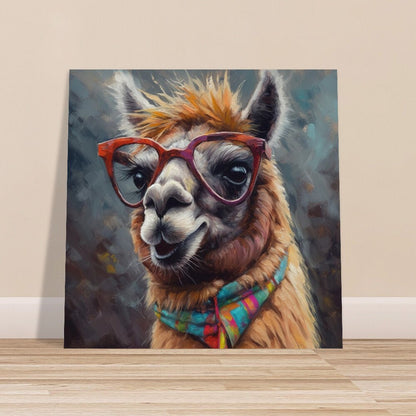 Adorable Llama with Gasses - Multicolor Unframed Premium Painting Poster Print - Animal Wall Art, Funny Farm Decor, Colorful Farmer Gift - CanvasityCrafts - Free Shipping