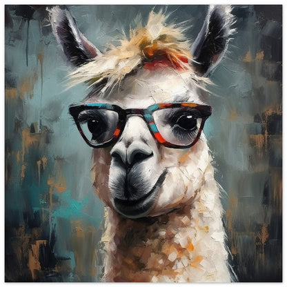 Adorable Llama with Gasses - Multicolor Unframed Premium Painting Poster Print - Animal Wall Art, Funny Farm Decor, Colorful Farmer Gift - CanvasityCrafts - Free Shipping