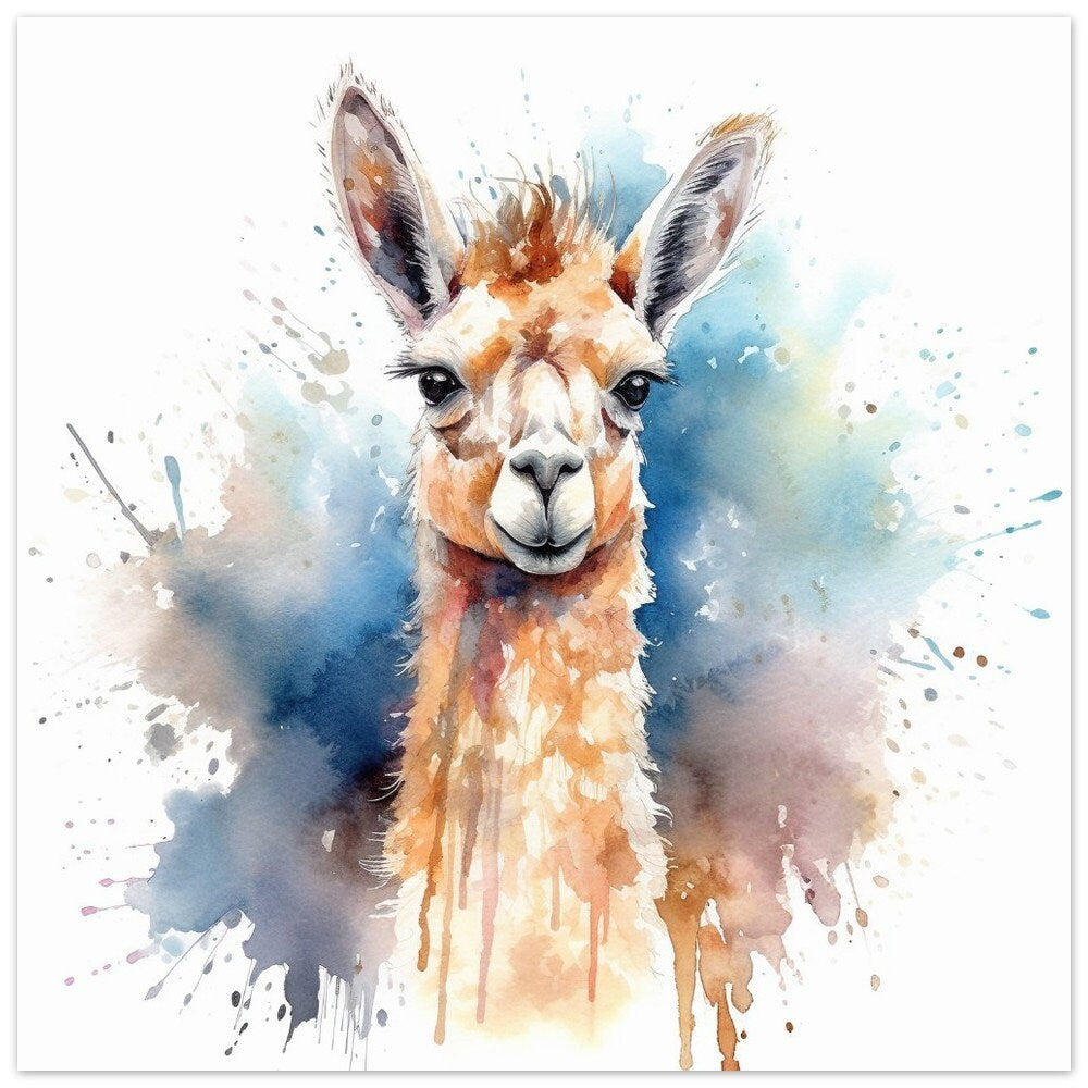 Watercolor Llama - Multicolor Unframed Premium Painting Poster Print - Animal Wall Art, Funny Farm Decor, Colourful Farmer Gift - CanvasityCrafts - Free Shipping