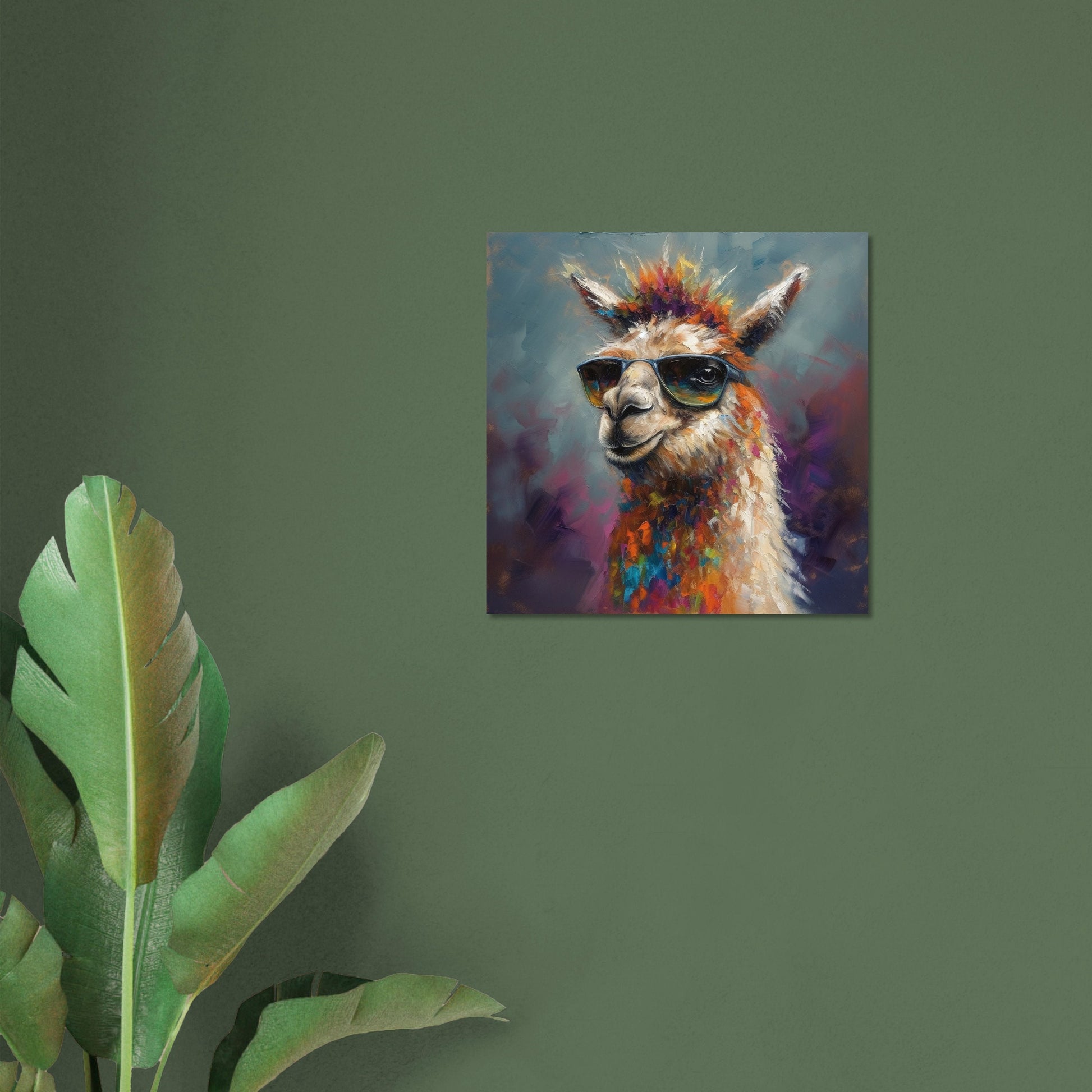 Colorful Llama with Gasses - Multicolor Unframed Premium Painting Poster Print - Animal Wall Art, Funny Farm Decor, Farmer Gift, Rainbow - CanvasityCrafts - Free Shipping