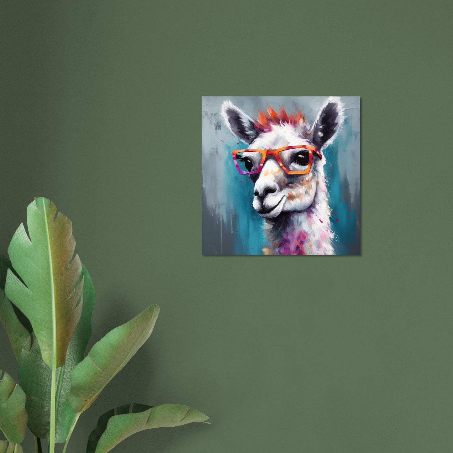 Colorful Llama with Gasses - Multicolor Unframed Premium Painting Poster Print - Animal Wall Art, Funny Farm Decor, Farmer Gift, Rainbow - CanvasityCrafts - Free Shipping