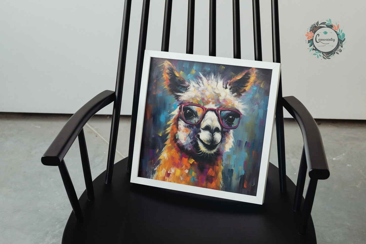 Colorful Llama with Gasses - Multicolor Unframed Premium Painting Poster Print - Animal Wall Art, Funny Farm Decor, Farmer Gift, Rainbow - CanvasityCrafts - Free Shipping