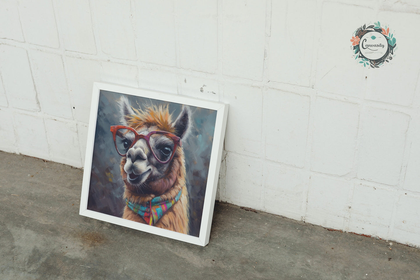 Adorable Llama with Gasses - Multicolor Unframed Premium Painting Poster Print - Animal Wall Art, Funny Farm Decor, Colorful Farmer Gift - CanvasityCrafts - Free Shipping