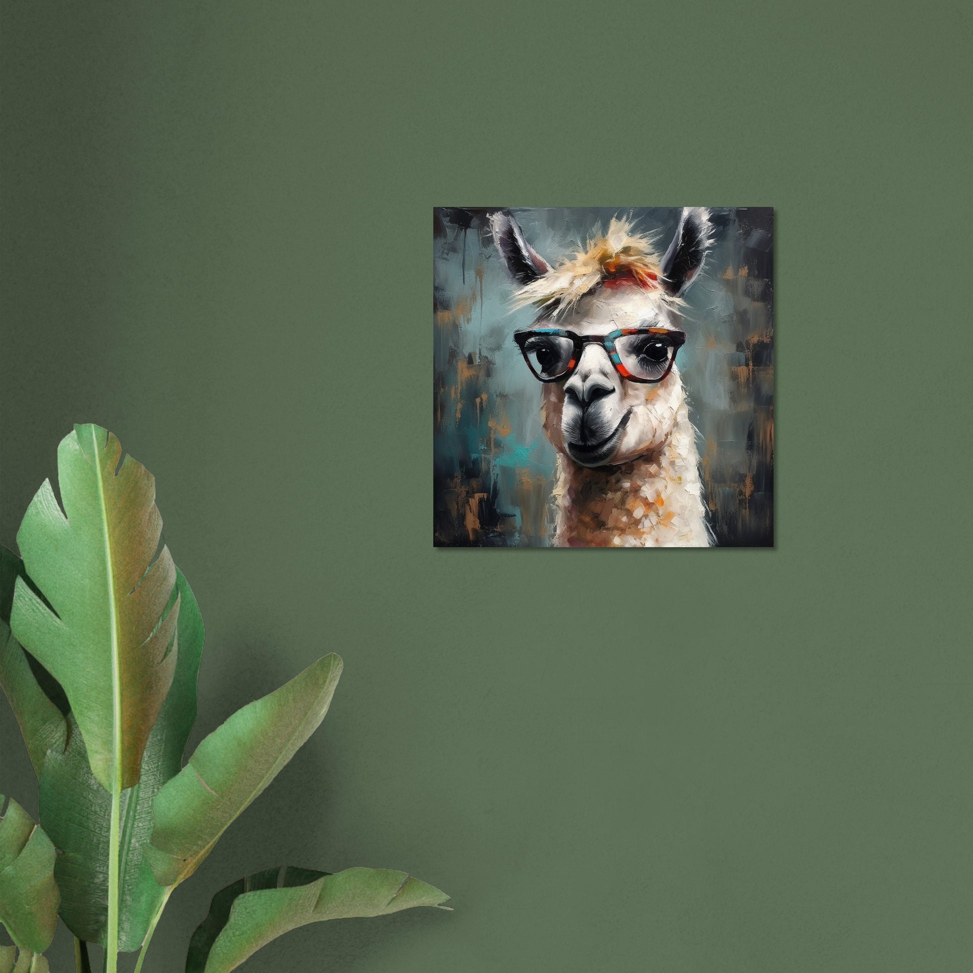 Adorable Llama with Gasses - Multicolor Unframed Premium Painting Poster Print - Animal Wall Art, Funny Farm Decor, Colorful Farmer Gift - CanvasityCrafts - Free Shipping