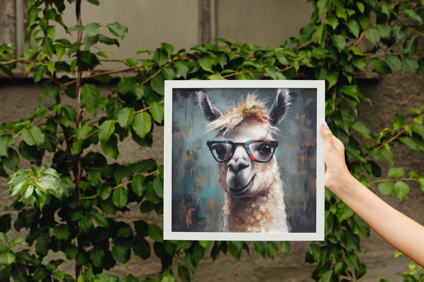 Adorable Llama with Gasses - Multicolor Unframed Premium Painting Poster Print - Animal Wall Art, Funny Farm Decor, Colorful Farmer Gift - CanvasityCrafts - Free Shipping