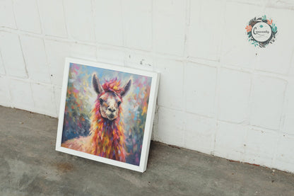 Colorful Rainbow Llama - Multicolor Unframed Premium Painting Poster Print - Animal Wall Art, Funny Farm Decor, Colourful Farmer Gift - CanvasityCrafts - Free Shipping