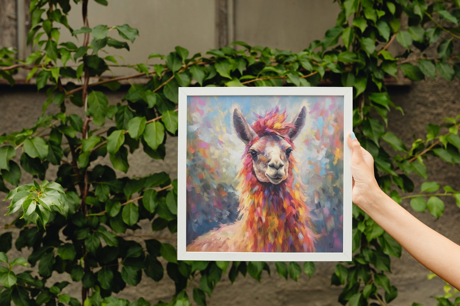 Colorful Rainbow Llama - Multicolor Unframed Premium Painting Poster Print - Animal Wall Art, Funny Farm Decor, Colourful Farmer Gift - CanvasityCrafts - Free Shipping