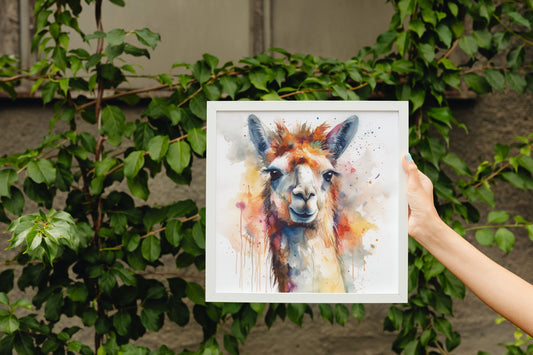 Watercolor Llama - Multicolor Unframed Premium Painting Poster Print - Animal Wall Art, Funny Farm Decor, Colourful Farmer Gift - CanvasityCrafts - Free Shipping