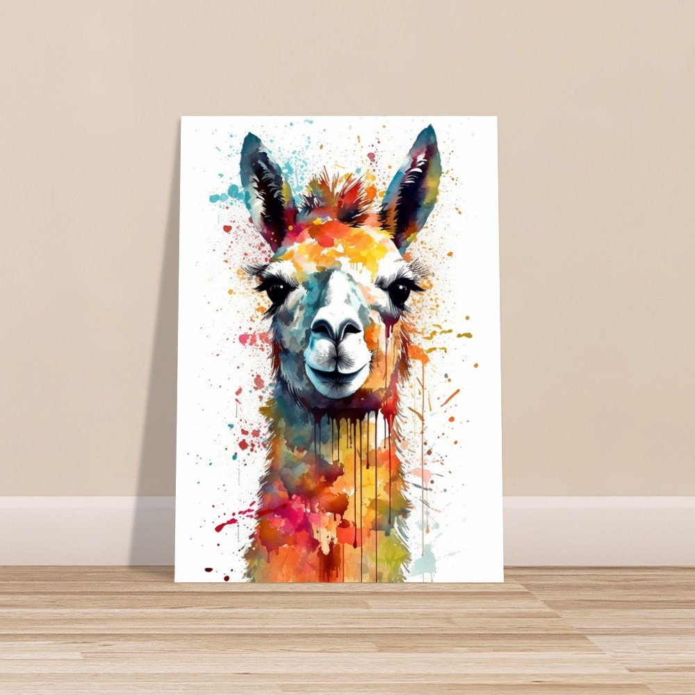 Watercolor Llama - Multicolor Unframed Premium Painting Poster Print - Animal Wall Art, Funny Farm Decor, Colourful Farmer Gift - CanvasityCrafts - Free Shipping