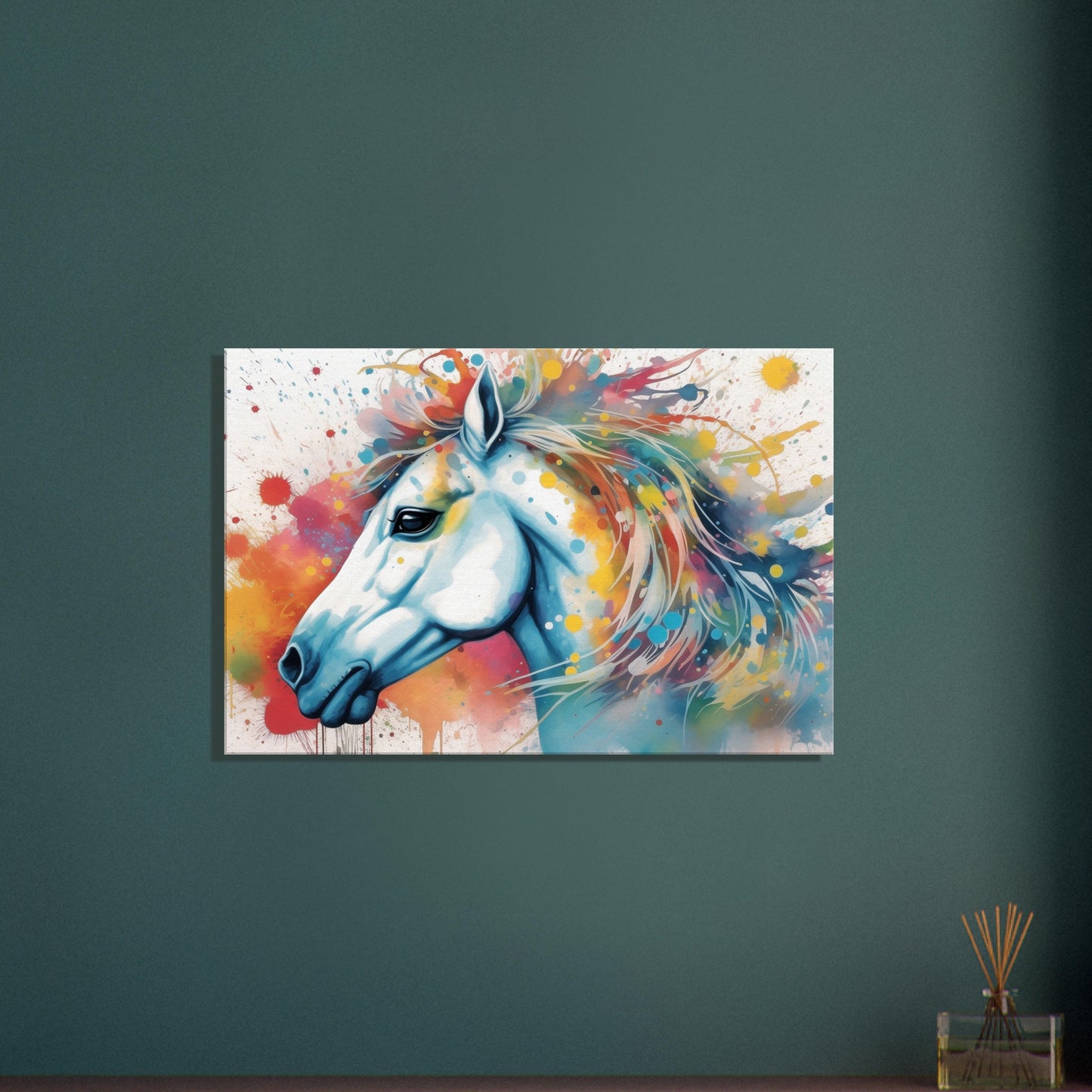 Watercolor Horse Canvas - Painting Picture Print for Horse Rider, Farmer, Nursery, Kids Room, Living Room Decor. Colorful watercolour art - CanvasityCrafts - Free Shipping