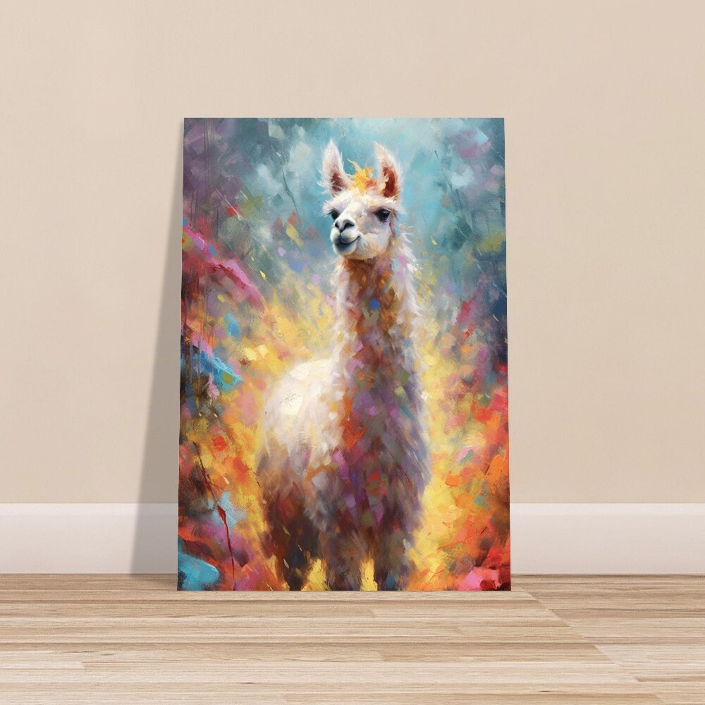 Watercolor Llama Unframed Premium Pop Art Painting Poster Print - Multicolor Animal Wall Art, Funny Farm Decor, Colourful Farmer Gift - CanvasityCrafts - Free Shipping