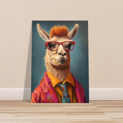 Llama Wearing Glasses & Suit Print. Unframed Premium Watercolor Painting Poster Multicolor Animal Wall Art, Funny Farm Decor, Vintage Farmer - CanvasityCrafts - Free Shipping