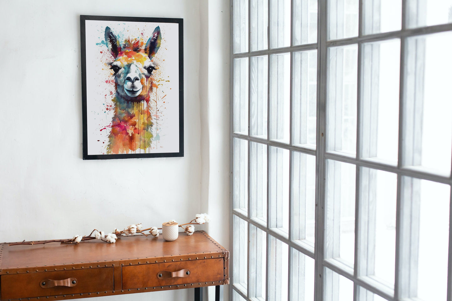 Watercolor Llama - Multicolor Unframed Premium Painting Poster Print - Animal Wall Art, Funny Farm Decor, Colourful Farmer Gift - CanvasityCrafts - Free Shipping