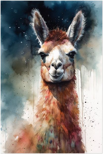 Watercolor Llama - Multicolor Unframed Premium Painting Poster Print - Animal Wall Art, Funny Farm Decor, Colourful Farmer Gift - CanvasityCrafts - Free Shipping