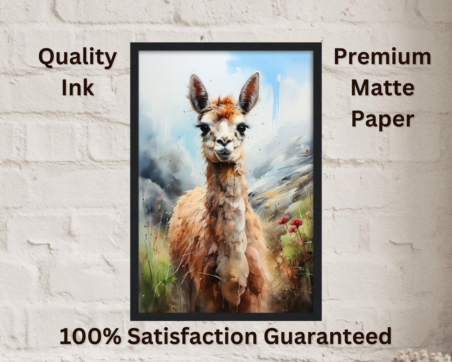 Watercolor Llama - Multicolor Unframed Premium Painting Poster Print - Animal Wall Art, Funny Farm Decor, Colourful Farmer Gift - CanvasityCrafts - Free Shipping