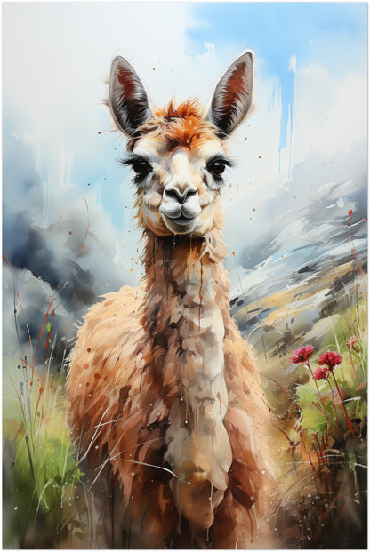 Watercolor Llama - Multicolor Unframed Premium Painting Poster Print - Animal Wall Art, Funny Farm Decor, Colourful Farmer Gift - CanvasityCrafts - Free Shipping