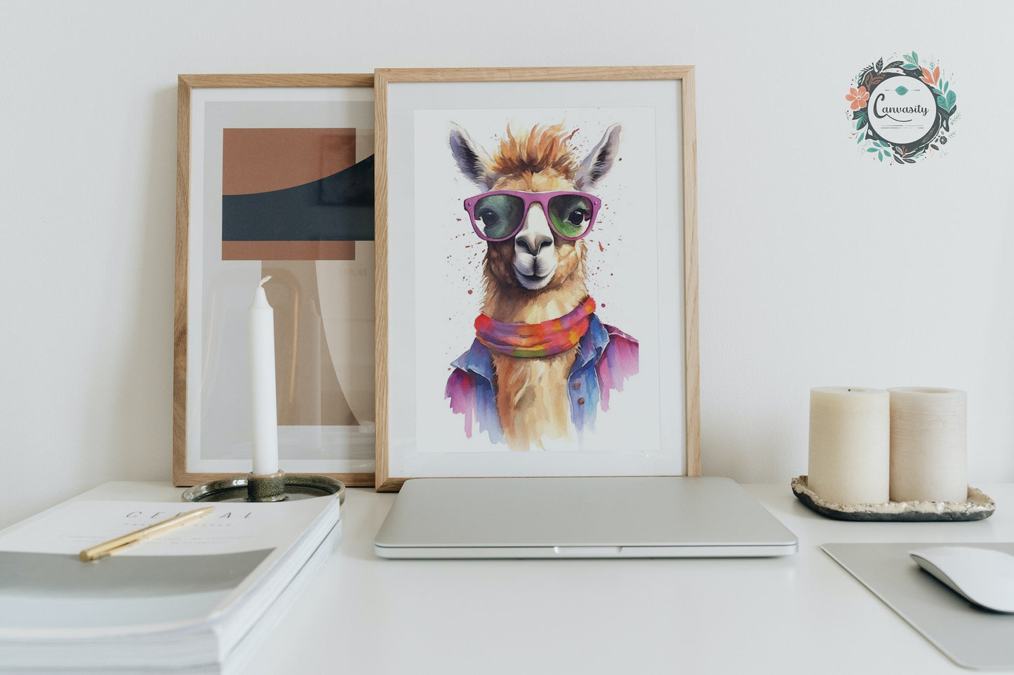 Colorful Llama with Glasses - Multicolor Unframed Premium Painting Poster Print - Animal Wall Art, Funny Farm Decor, Colourful Farmer Gift - CanvasityCrafts - Free Shipping