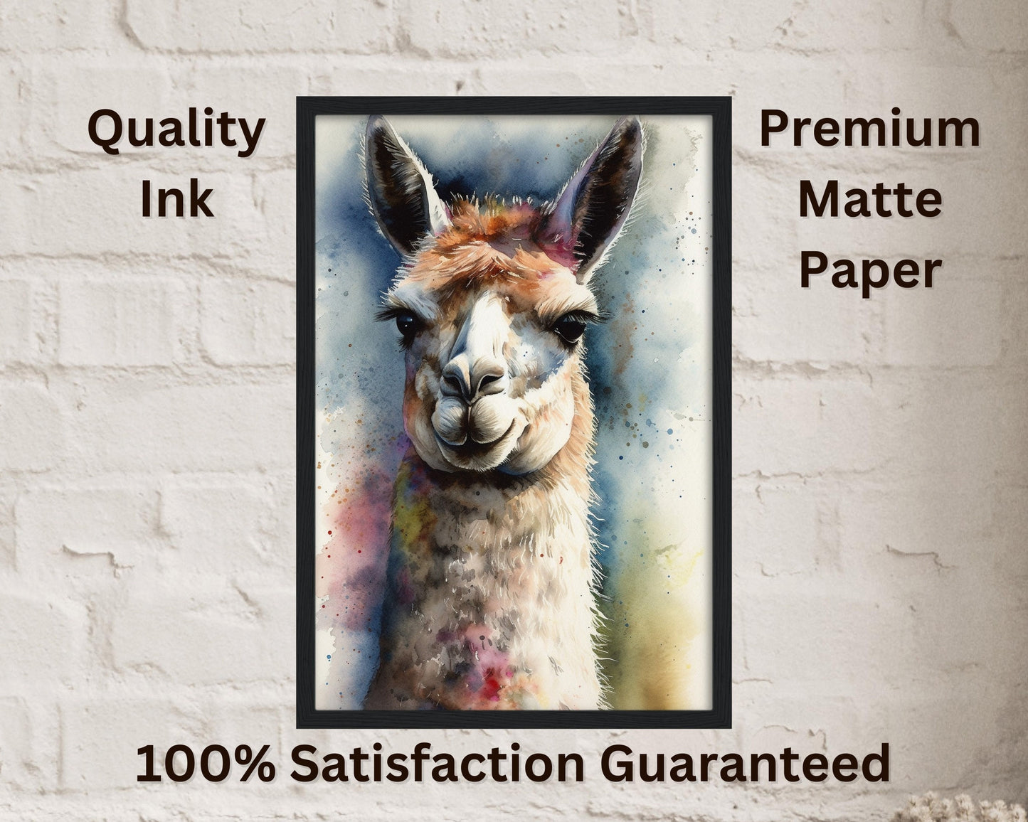 Watercolor Llama Unframed Premium Painting Poster Print - Multicolor Animal Wall Art, Funny Farm Decor, Colourful Farmer Gift - CanvasityCrafts - Free Shipping