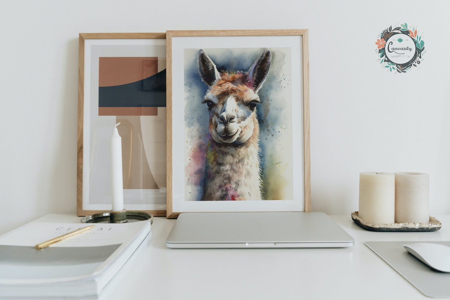 Watercolor Llama Unframed Premium Painting Poster Print - Multicolor Animal Wall Art, Funny Farm Decor, Colourful Farmer Gift - CanvasityCrafts - Free Shipping