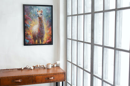 Watercolor Llama Unframed Premium Pop Art Painting Poster Print - Multicolor Animal Wall Art, Funny Farm Decor, Colourful Farmer Gift - CanvasityCrafts - Free Shipping