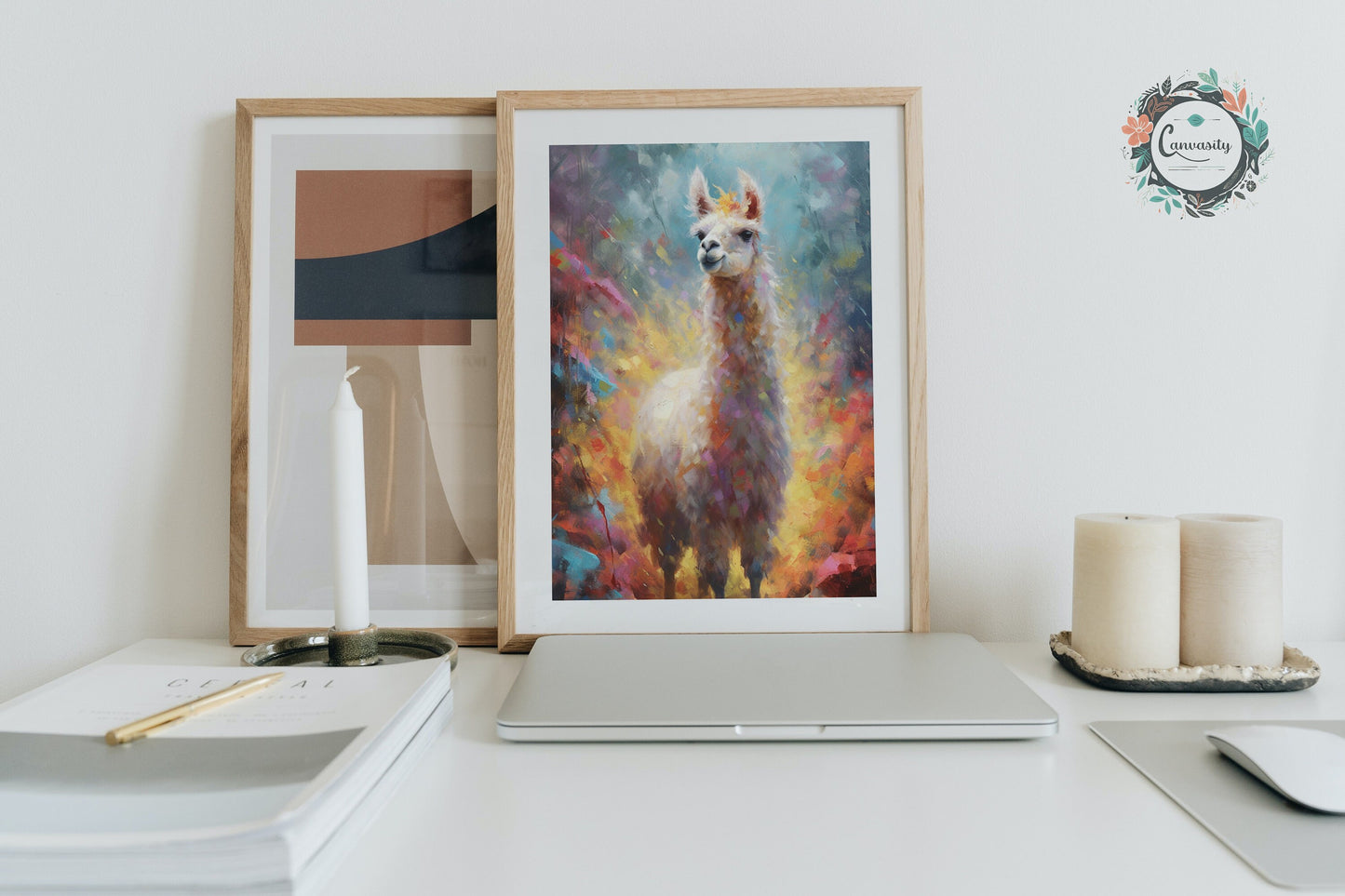 Watercolor Llama Unframed Premium Pop Art Painting Poster Print - Multicolor Animal Wall Art, Funny Farm Decor, Colourful Farmer Gift - CanvasityCrafts - Free Shipping