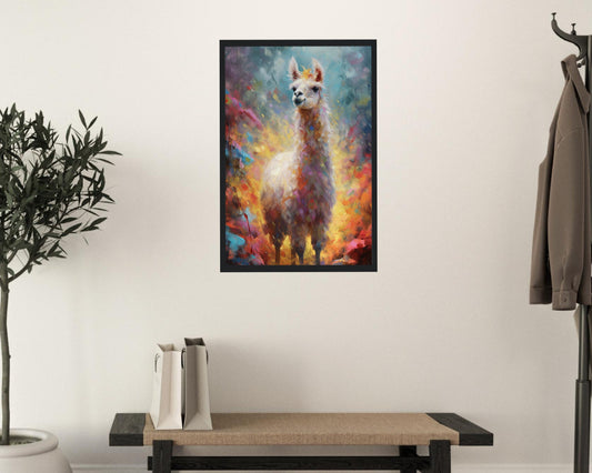 Watercolor Llama Unframed Premium Pop Art Painting Poster Print - Multicolor Animal Wall Art, Funny Farm Decor, Colourful Farmer Gift - CanvasityCrafts - Free Shipping