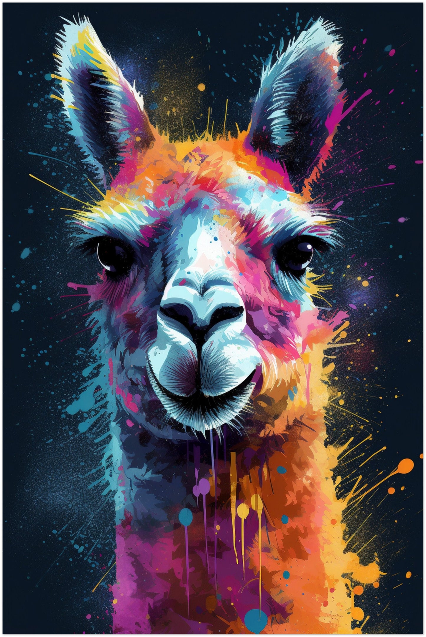 Pop Art Llama Unframed Premium Watercolor Painting Poster Print - Multicolor Animal Wall Art, Funny Farm Decor, Colourful Farmer Gift - CanvasityCrafts - Free Shipping