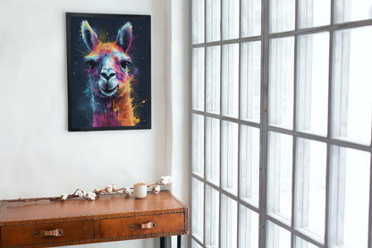 Pop Art Llama Unframed Premium Watercolor Painting Poster Print - Multicolor Animal Wall Art, Funny Farm Decor, Colourful Farmer Gift - CanvasityCrafts - Free Shipping