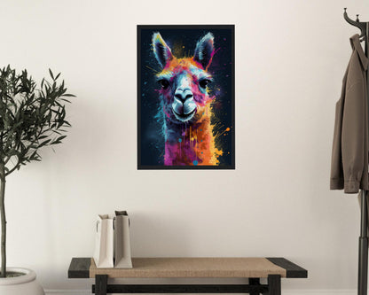 Pop Art Llama Unframed Premium Watercolor Painting Poster Print - Multicolor Animal Wall Art, Funny Farm Decor, Colourful Farmer Gift - CanvasityCrafts - Free Shipping