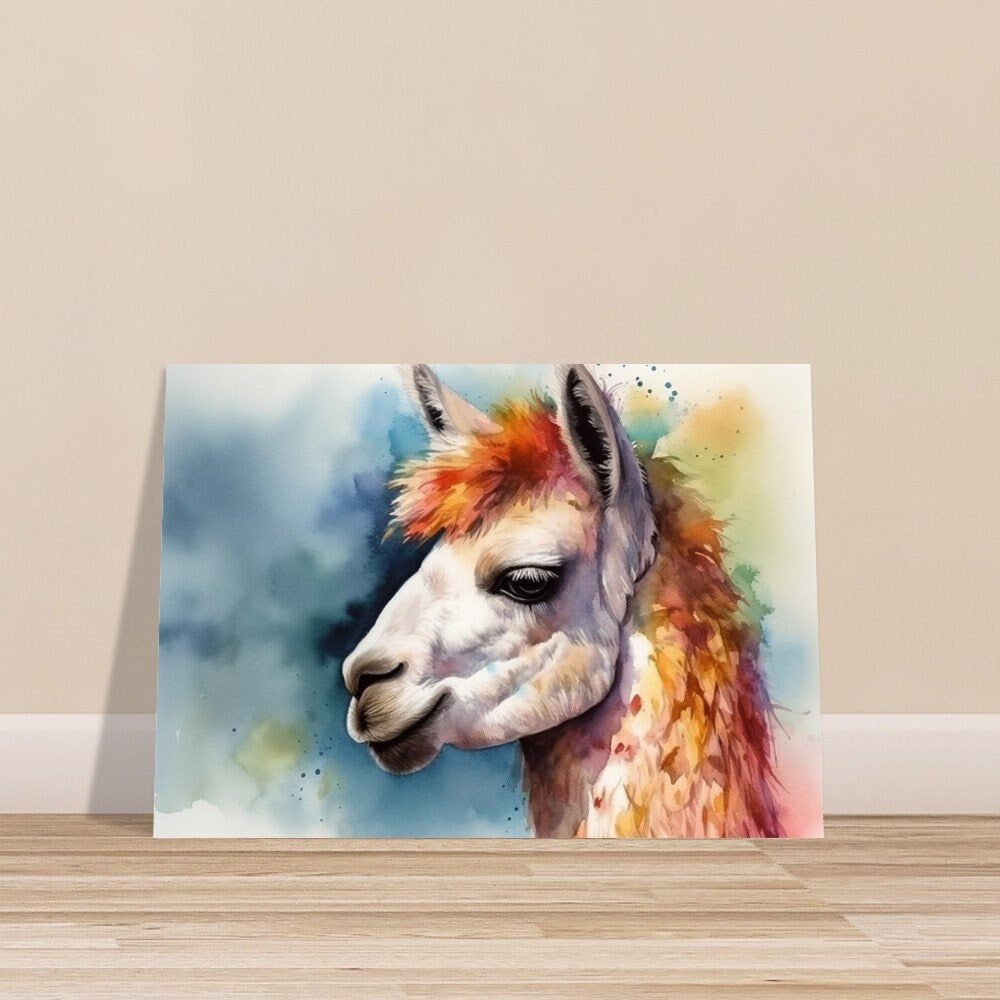 Watercolor Llama Unframed Print - Colorful Animal Wall Art Painting Poster, Farm Farmer Gift, Multicolor Funny Llama - CanvasityCrafts - Free Shipping