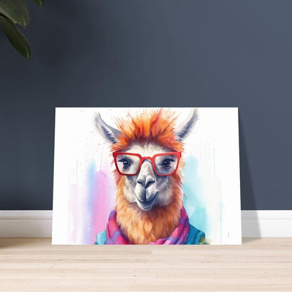 Watercolor Llama with Glasses Funny Print - Colorful Animal Wall Art Painting Poster, Farmer Gift, Alpaca Farm Decor - CanvasityCrafts - Free Shipping