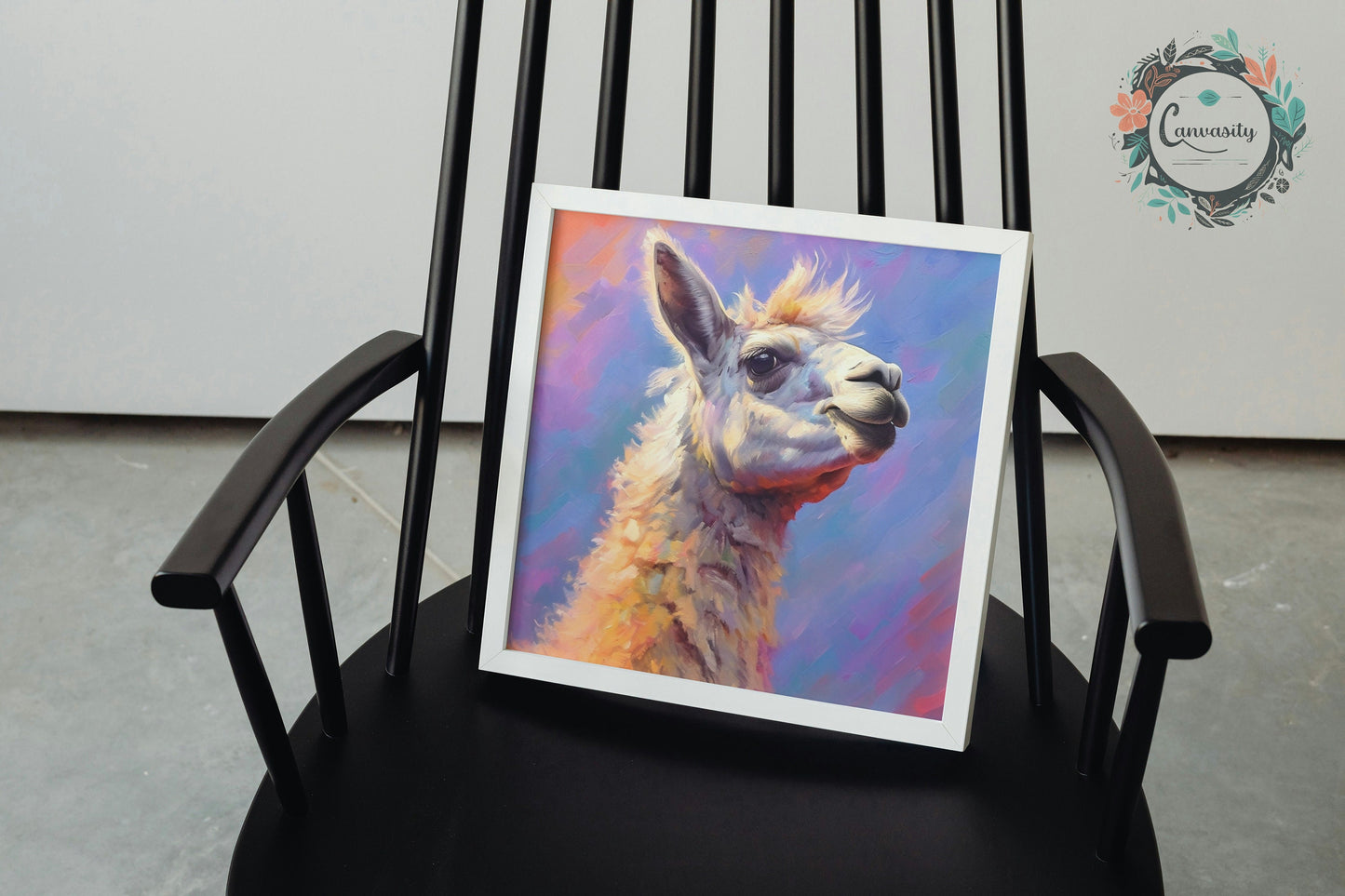 Watercolor Llama Print Square or Landscape - Colorful Animal Wall Art Painting Poster, Farm Farmer Gift, Funny Llama - CanvasityCrafts - Free Shipping