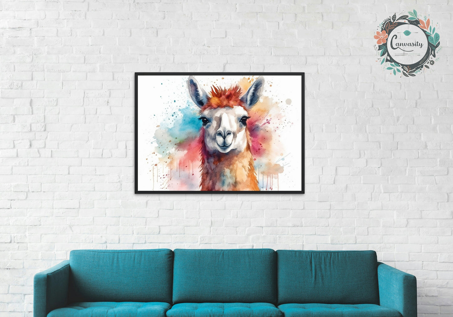 Pretty Watercolor Llama Print - Colorful Animal Wall Art Painting Poster, Farmer Gift, Alpaca Funny Farm Decor - CanvasityCrafts - Free Shipping