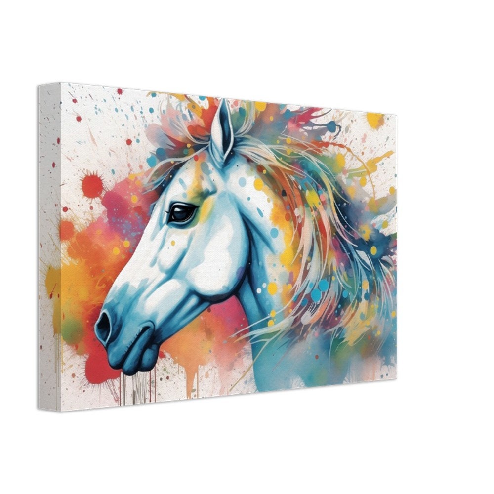 Watercolor Horse Canvas - Painting Picture Print for Horse Rider, Farmer, Nursery, Kids Room, Living Room Decor. Colorful watercolour art - CanvasityCrafts - Free Shipping