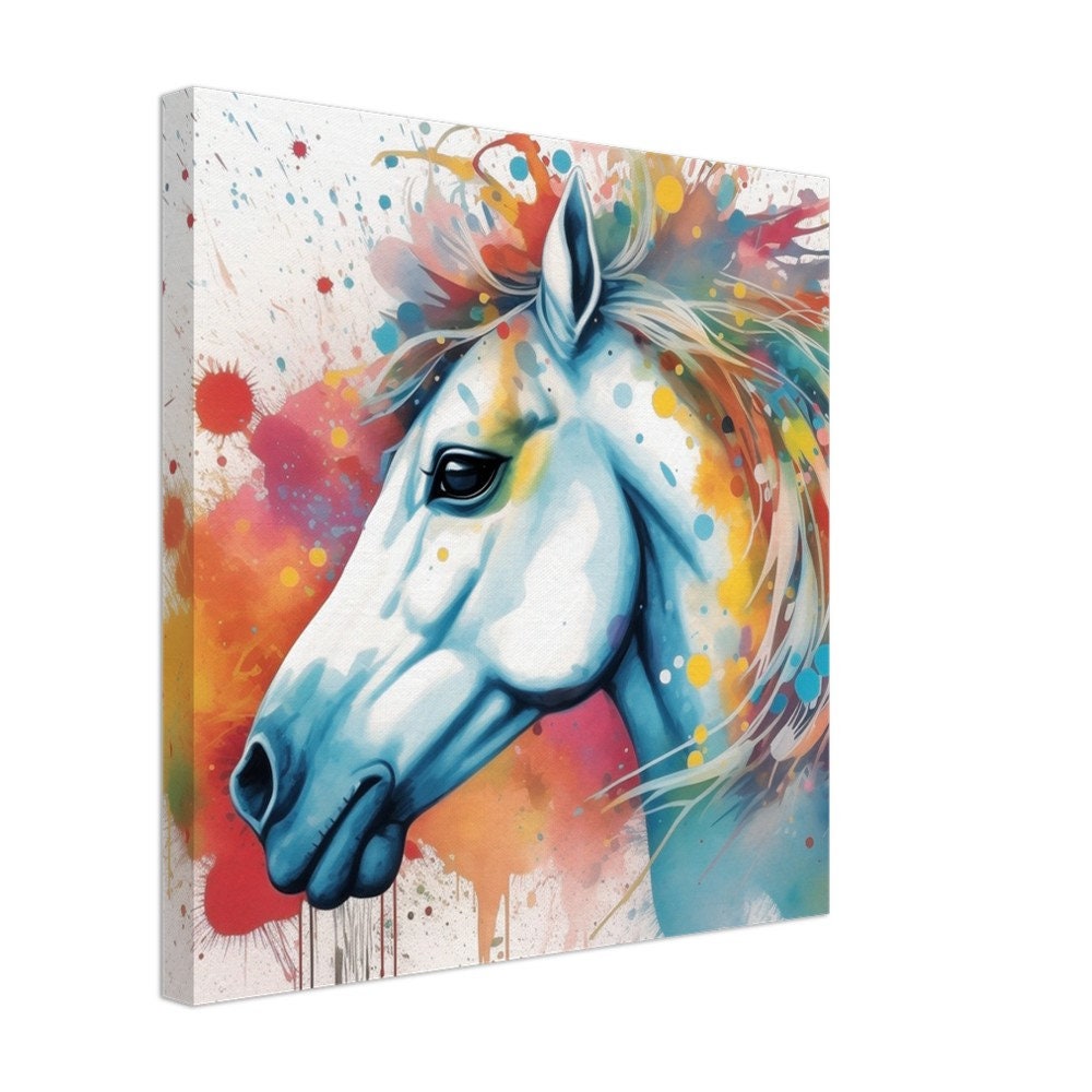 Watercolor Horse Canvas - Painting Picture Print for Horse Rider, Farmer, Nursery, Kids Room, Living Room Decor. Colorful watercolour art - CanvasityCrafts - Free Shipping