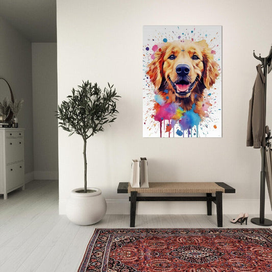 Golden Retriever Poster - Free Shipping! Colorful Watercolor Print, Animal Wall Art Gift for Dog Lovers, Goldie Mom, Dad - CanvasityCrafts - Free Shipping