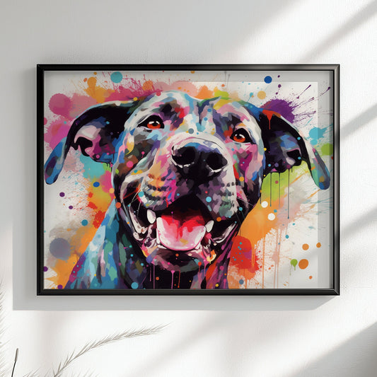 Happy Colourful Great Dane Wall Art | poster print | Home Decor | Watercolor | Gift for Dog Lovers - Premium Matte Paper Poster - CanvasityCrafts - Free Shipping